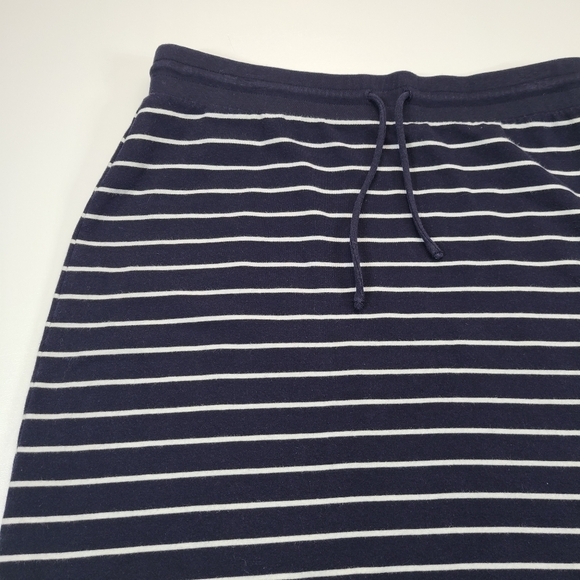 Talbots Cotton Modal Stripe Mini Skirt Black White Drawstring Waist, Size Medium - Picture 3 of 14